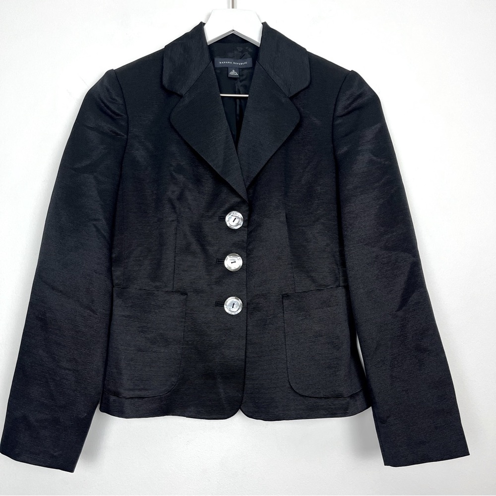 Banana Republic Wool Silk Blend Black Blazer
